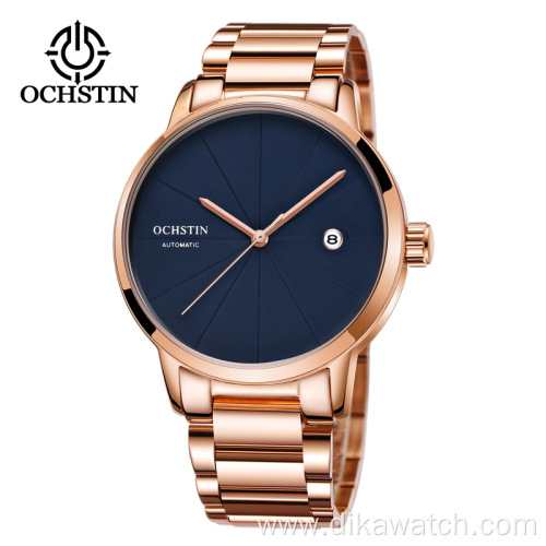 OCHSTIN 2025 Top Luxury Watch Automatic Mechanical Wristwatch Men Reloj Hombre Fashion Rose Gold Full Stainless Steel Watches